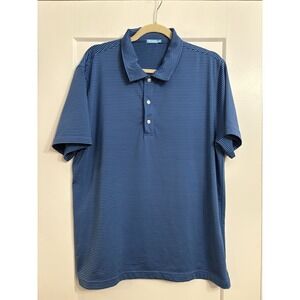 J. McLaughlin Men's Large Blue Striped Performance Short Sleeve Polo Golf Shirt